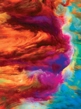 Renkli girdap serisi. Yaşam, yaratıcılık ve sanat projeleri için uygun tuval üzerinde sıvı boyanın soyut hareketinin düzenlenmesi