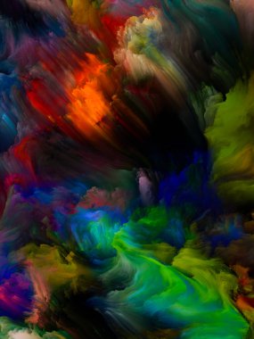 Renkli girdap serisi. Yaşam, yaratıcılık ve sanat teması üzerine tuvalin üzerindeki sıvı boyanın renkli hareketinin bileşimi