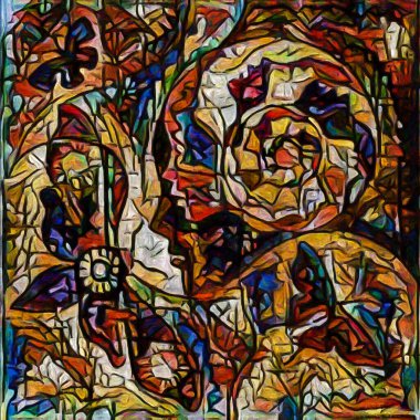 Kelebek Anıları serisi. Doğa, yaratıcılık ve sanat üzerine soyut resim tarzında yapılmış sanatsal çalışmaların parçaları.