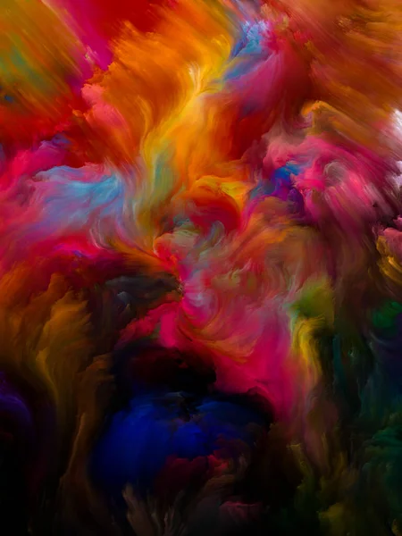 Серия Color Swirl Взаимодействие Красочного Движения Жидкой Краски Холсте Жизни — стоковое фото