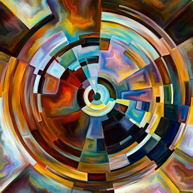 Dua Çemberi serisi. Disk, ışın ve yayılan renk ve organik dokudan oluşan kemerler, ruhsal enerji ve yaşam gücünün kaynağını temsil eder..