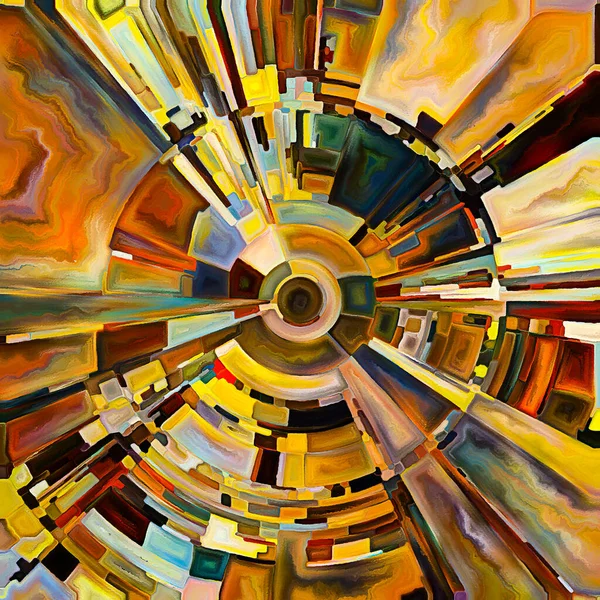 Prayer Circle Series Abstract Watercolor Disk Rays Arches Radiating Color — Stock Photo, Image