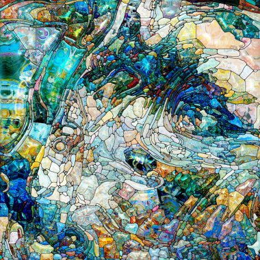 Yaşam Renkleri serisi. Canlı boyalı cam soyutlaması organik güçler ve doğanın iç enerjisi üzerine.
