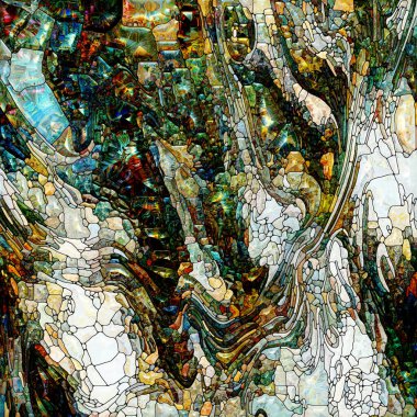 Yaşam Renkleri serisi. Canlı boyalı cam soyutlaması organik güçler ve doğanın iç enerjisi üzerine.