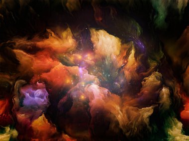 Color Lives serisi. Yaşam, yaratıcılık ve sanatla ilgili fraktal boyanın fraktal hareketlerinin etkileşimi