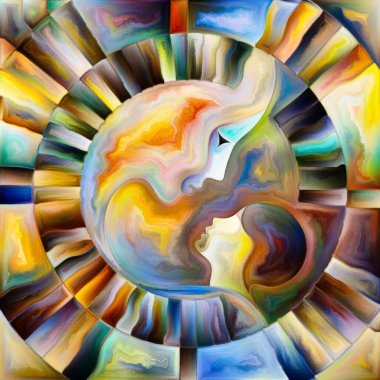 Anne ve Çocuk Çemberi serisi. Çocukluk ve ebeveynlik konusunda renkli kurşunlu cam tasarımı