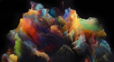 Renklerin çiçek açması. Neşe, yaratıcılık ve sanat konularında esmer arka plana karşı renkli boya tuval.