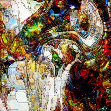 Yaşam Renkleri serisi. Canlı boyalı cam soyutlaması organik güçler ve doğanın iç enerjisi üzerine.