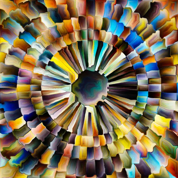 Strahlender Kreis Farbenfrohe Abstrakte Radialgestaltung Zum Thema Energie Spiritualität Und — Stockfoto