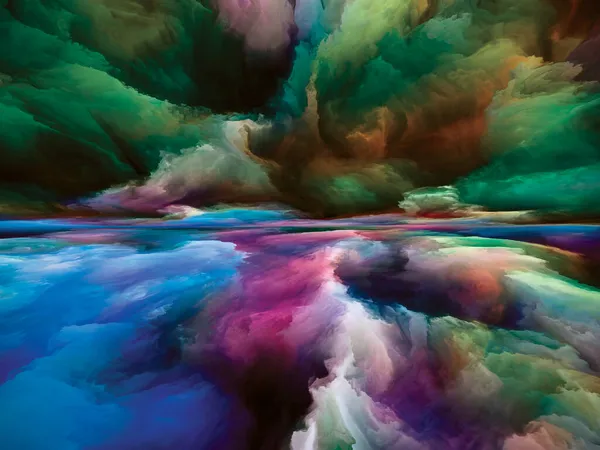 Tęczowy Krajobraz Seria Color Dreams Abstrakcyjna Kompozycja Farb Faktur Gradientowych — Zdjęcie stockowe