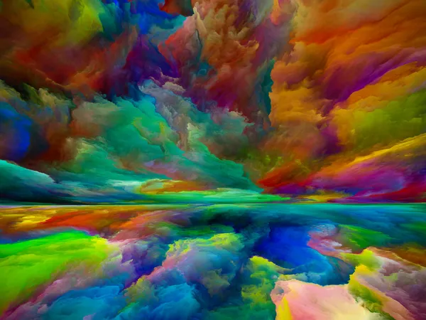 Rainbow Landscape Color Dreams Series Composition Paint Textures Gradient Clouds — Stok fotoğraf