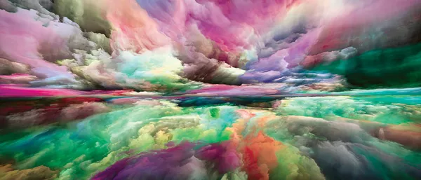 Lutande Landskap Att Never World Serien Abstrakt Arrangemang Färger Texturer — Stockfoto