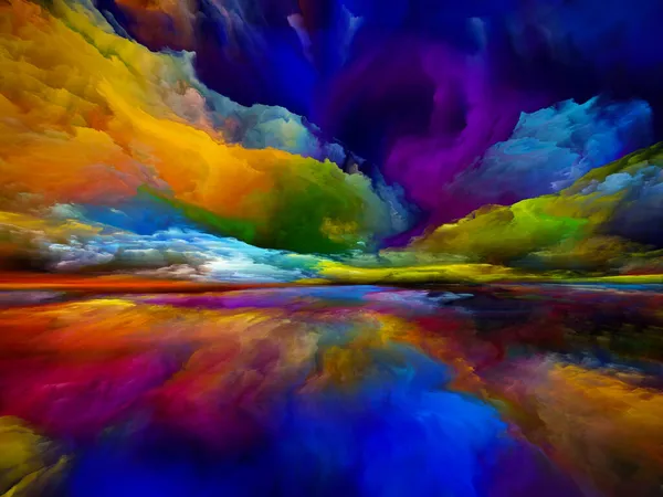 Rainbow Landscape Color Dreams Series Composition Paint Textures Gradient Clouds — Stok fotoğraf