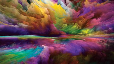 Internal Landscape. Color Dreams series. Abstract composition of paint, textures and gradient clouds suitable for projects on inner world, imagination, poetry, art and design