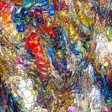 Yaşam Renkleri serisi. Canlı boyalı cam soyutlaması organik güçler ve doğanın iç enerjisi üzerine.