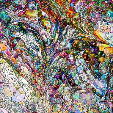 Yaşam Renkleri serisi. Organik güçler ve doğanın iç enerjisi üzerine dijital boyalı camların soyutlanması.