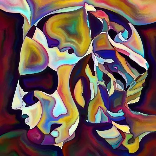 Fragmented Self Series Human Face Outlines Abstract Pattern Composition Subject — Stock Photo, Image