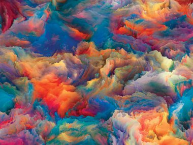 Organik tuval serisi. Hayattaki ve sanattaki yaratıcılık teması üzerine renkli ve detaylı dokulardan oluşan soyut bir arkaplan