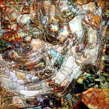 Yaşam Renkleri serisi. Canlı boyalı cam soyutlaması organik güçler ve doğanın iç enerjisi üzerine.