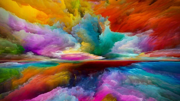 Rainbow Landscape Color Dreams Series Composition Paint Textures Gradient Clouds — 스톡 사진