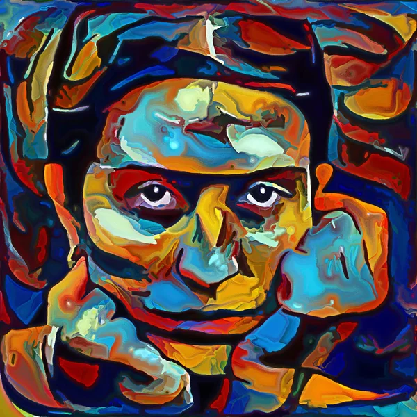 Фрагментационный Портрет Человеческое Лицо Абстрактными Цветовыми Патчами Тему Индивидуальности Искусства — стоковое фото