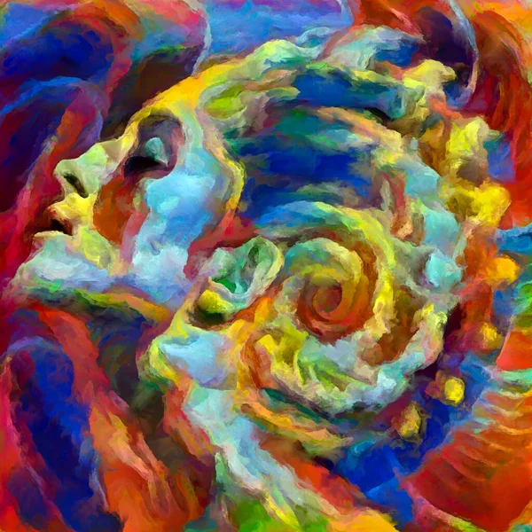 Serie Inner Hues Donna Faccia Disegno Astratto Spirale Composizione Sul — Foto Stock