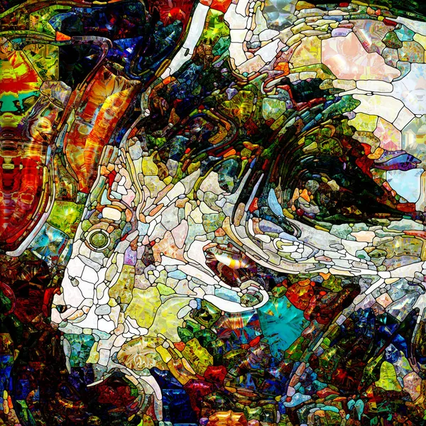 人生シリーズの色 有機的な力と自然の内部の振動の対象に鮮やかなステンドグラスの抽象化 — ストック写真