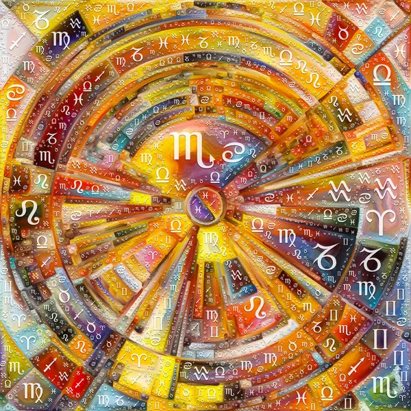 Orbitális Pályák Asztrológia Sorozatból Absztrakt Színes Festészet Lemez Sugarak Ívek — Stock Fotó