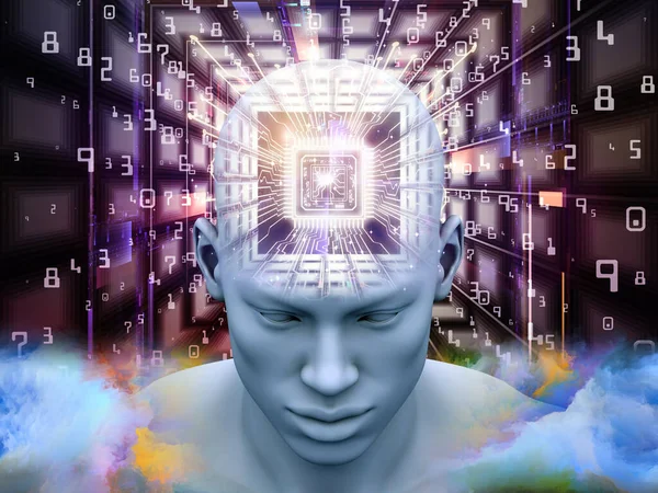 Mind Processor Series Illustration Human Head Cpu Perspective Subject Artificial — Stock Photo, Image