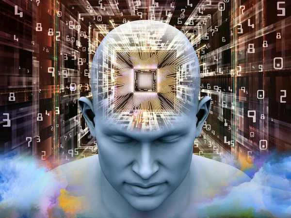 Mind Processor Series Illustration Human Head Cpu Perspective Works Artificial — Stock Photo, Image