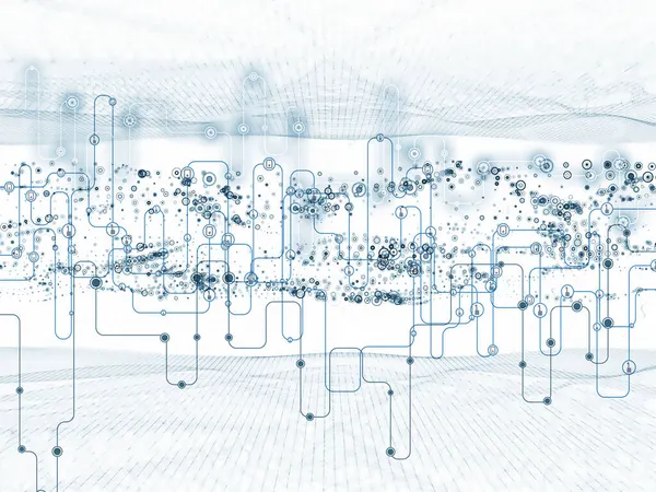 Серия Connected World Фоновое Проектирование Сетевых Диаграмм Высокотехнологичных Символов Фрактальных — стоковое фото