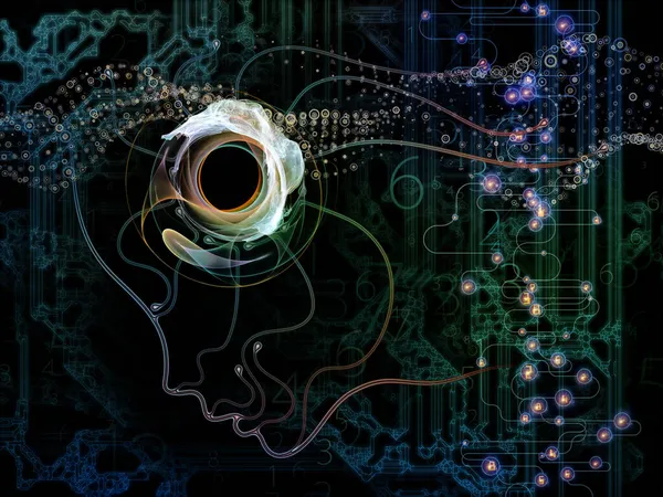 Cyfrowe Serii Umysłu Tle Sylwetka Człowieka Twarz Technologii Symboli Aby — Zdjęcie stockowe