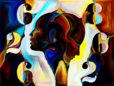 Lekeli Glass Forever serisi. Tasarım, yaratıcılık ve hayal gücü konularında bir metafor olarak insan profilleri, semboller ve renk kalıplarından oluşan tasarım