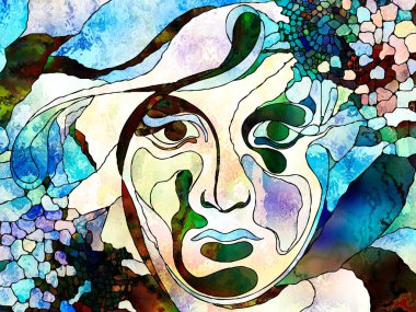 Lekeli Glass Forever serisi. Arkaplan renk parçaları, şekil desenleri ve sembollerden oluşur ve sanat, uzay bölünmesi ve tasarım projelerinde kullanılmak için uygundur