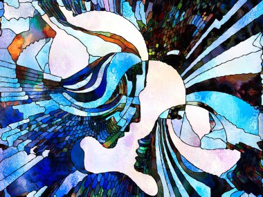 Lekeli Glass Forever serisi. Yetişkin ve çocuk profilleri, eğitim ve öğretimi simgeleyen organik çizgilerle betimlenmiştir..