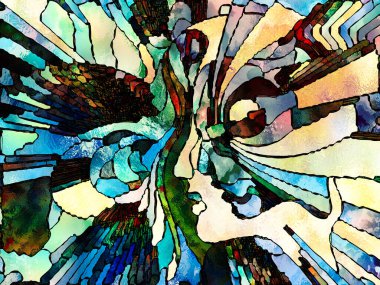 Lekeli Glass Forever serisi. Sanat, uzay bölünmesi ve tasarım projeleri için uygun renk parçaları, şekil desenleri ve sembollerin soyut düzenlenmesi