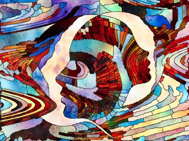 Lekeli Glass Forever serisi. Sanat, uzay bölünmesi ve tasarım projeleriyle birlikte kullanılacak renk parçalarından, şekil şekillerinden ve sembollerden oluşan soyut arkaplan