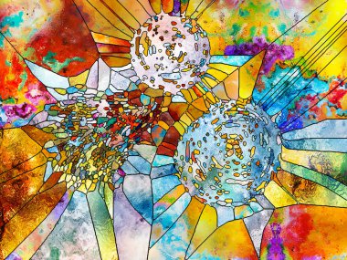 Kurşunlu cam desen serisi. Soyut tasarım sanat, Uzay Bölümü ve tasarım konusunda vitray kavramı çalışmanın yapılmış