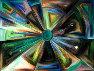 Vitray Revisited serisi. Uzay Bölümü ve tasarım, yaratıcılık ve modern sanat konusunda boyama öğe çalışma.