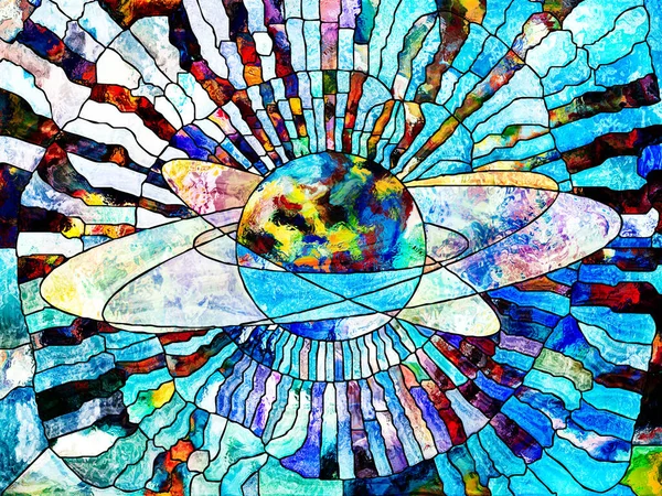 Stained Glass Forever Serie Afbeelding Van Saturnus Achtige Planeet Uitgevoerd — Stockfoto