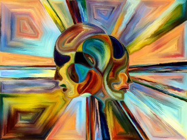 Vitray sonsuza dek serisi. Görsel kompozisyon bir insan profili, simge ve renk desen için hoş tasarım, yaratıcılık ve hayal gücü üzerinde çalışır