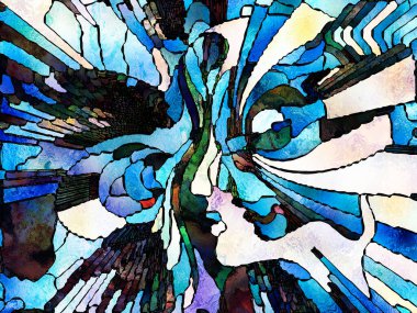 Lekeli Glass Forever serisi. Sanat, uzay bölünmesi ve tasarım projeleri için uygun renk parçaları, şekil desenleri ve sembollerin soyut düzenlenmesi