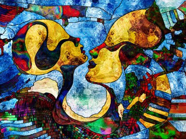 Lekeli Glass Forever serisi. Sanat, uzay bölünmesi ve tasarım ile mecazi ilişkisi olan renk parçaları, şekil desenleri ve sembollerin bileşimi