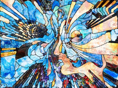 Lekeli Glass Forever serisi. Sanat, uzay bölünmesi ve tasarım projeleri için uygun renk parçaları, şekil desenleri ve sembollerin bileşimi