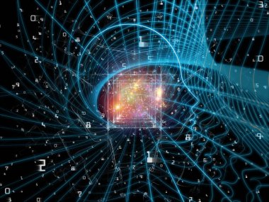 CPU zihin serisi. İnsan yüzü siluet ve teknoloji bilgisayar bilimi, yapay zeka ve iletişim mecazi ilişki sembollerle bileşimi