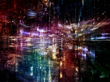 Dijital City serisi. Bilgisayarlar, bilim, sanal gerçeklik ve modern teknoloji konuda kavramı mecaz olarak üç boyutlu Fraktallar ve ışıkların yaratıcı düzenleme