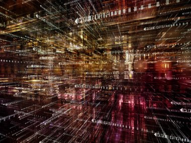 Sanal uzay serisi. 3d fraktal veri bulut bilgi teknolojisi, bilgisayar ve iletişim konusunda perspektifte bileşimi