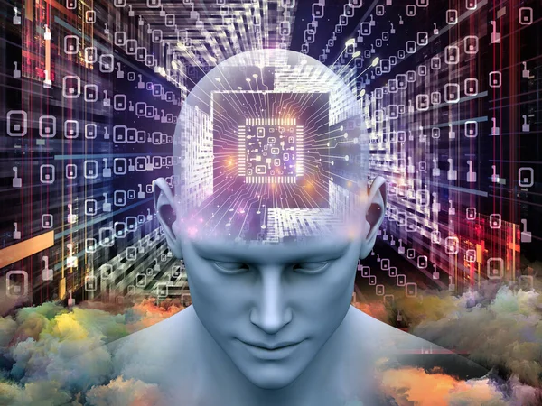 Mind Processor Series Illustration Human Head Cpu Perspective Subject Artificial — Stock Photo, Image