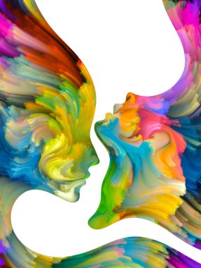 Renkler bize serisi. Sanat, hayal gücü, yaratıcılık ve aşk konusunda bir metafor olarak iki renkli insan profillerden oluşan tasarım