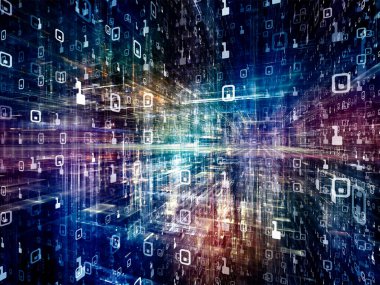 Dijital City serisi. Grafik bileşimi üç boyutlu Fraktallar ve bilgisayarlar, bilim, sanal gerçeklik ve modern teknoloji konu numaralarını